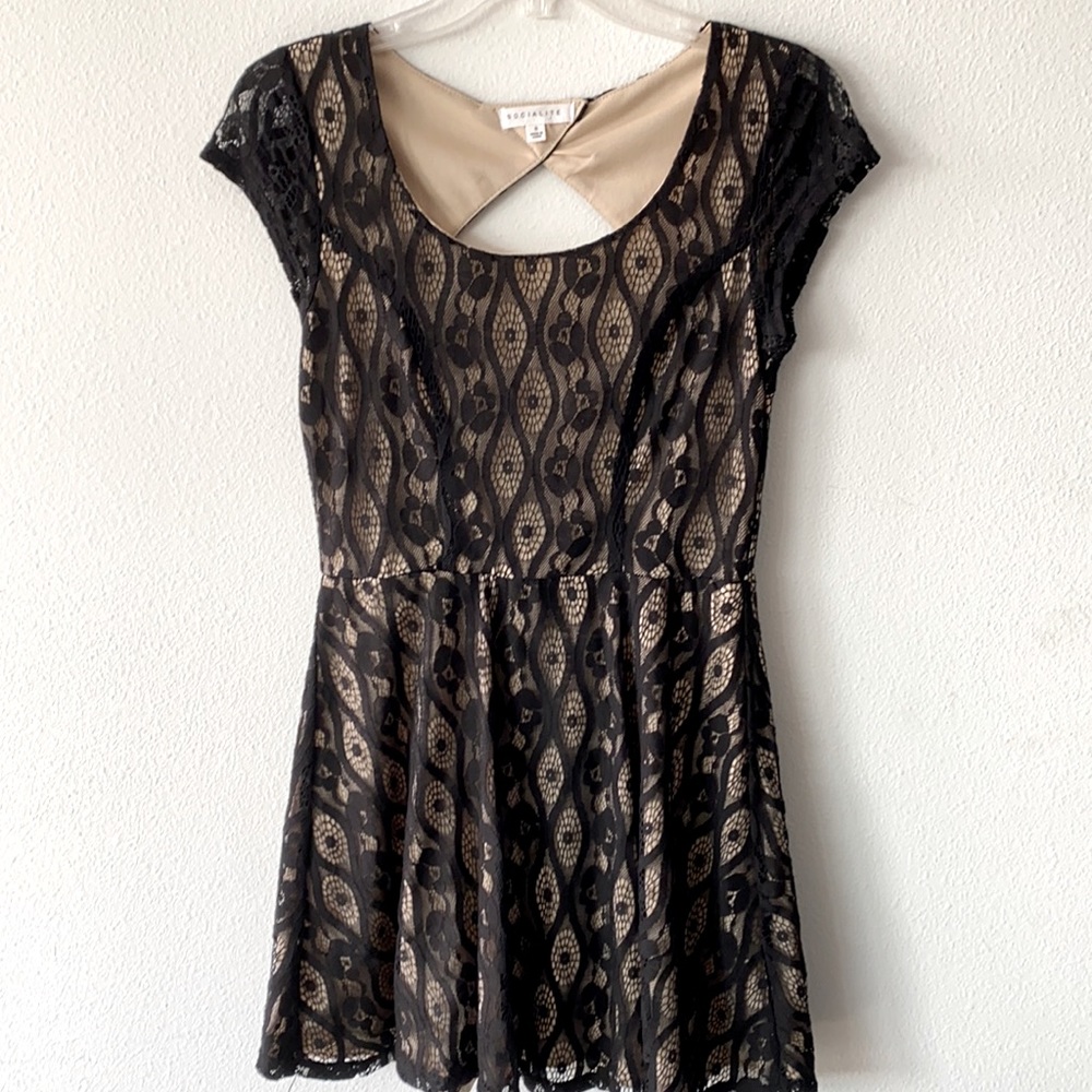 Black lace mini dress